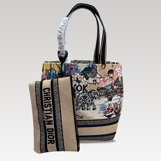 Dior embroidered vegetable basket bag